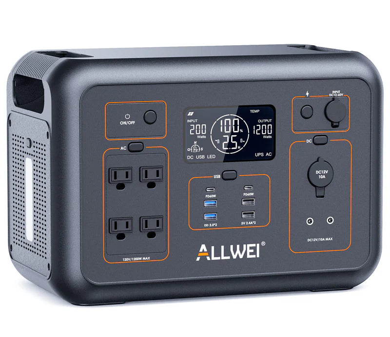 ALLWEI Portable Power Station | 1200W Inverter | 1008Wh Battery Storage | 500W PV Input