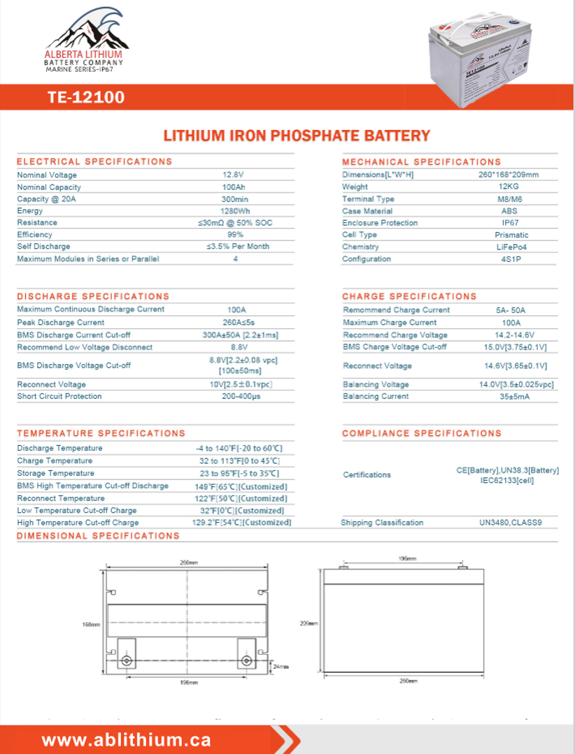 12V 100Ah Deep Cycle Bluetooth LiFePO4 Battery