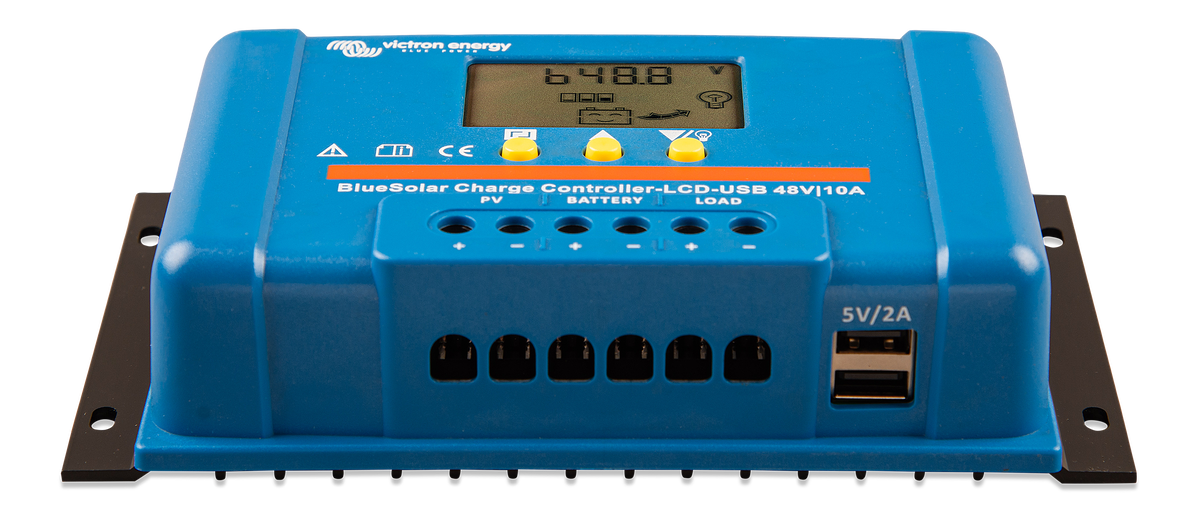 Victron BlueSolar PWM LCD USB large-enclosure series — representative image for 30A 12/24V and 20A 48V models; label may differ