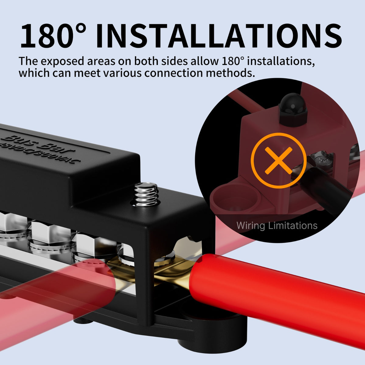 Barre omnibus SSS-BUSBAR-250A avec 4 goujons M8 et 3 vis n°10 12 V-48 V