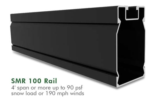 SunModo SMR100 Rail, Black Finish 168"