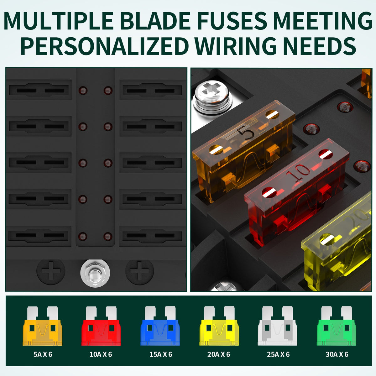 Solar Super Store 12-Way Marine Fuse Box – Blade Fuse Holder with Protective Cover