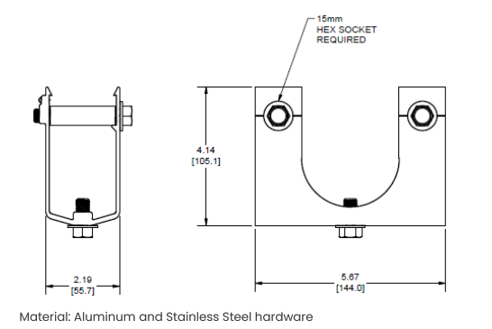 SunModo SunTurf CLMP-U-25-SMR300 Pipe U-Clamp, 2.5", SMR300