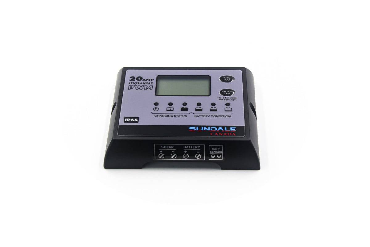 SunDale IP65 PWM Solar Charge Controller — 20A, 12/24V