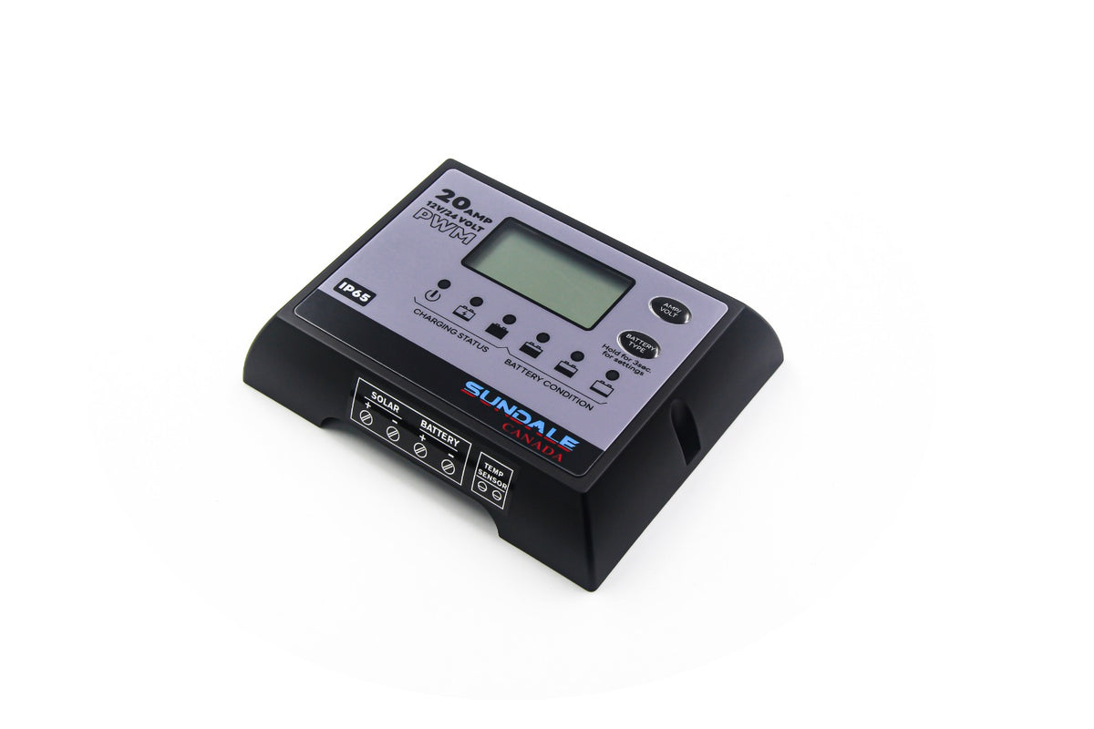 SunDale IP65 PWM Solar Charge Controller — 20A, 12/24V