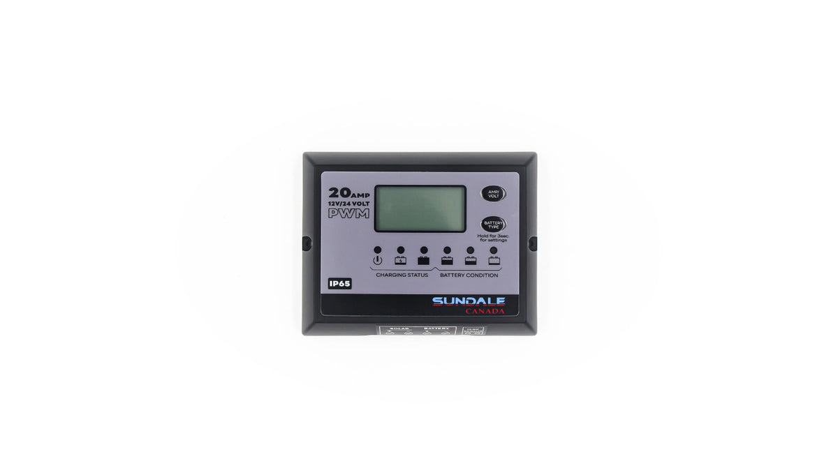 SunDale IP65 PWM Solar Charge Controller — 20A, 12/24V