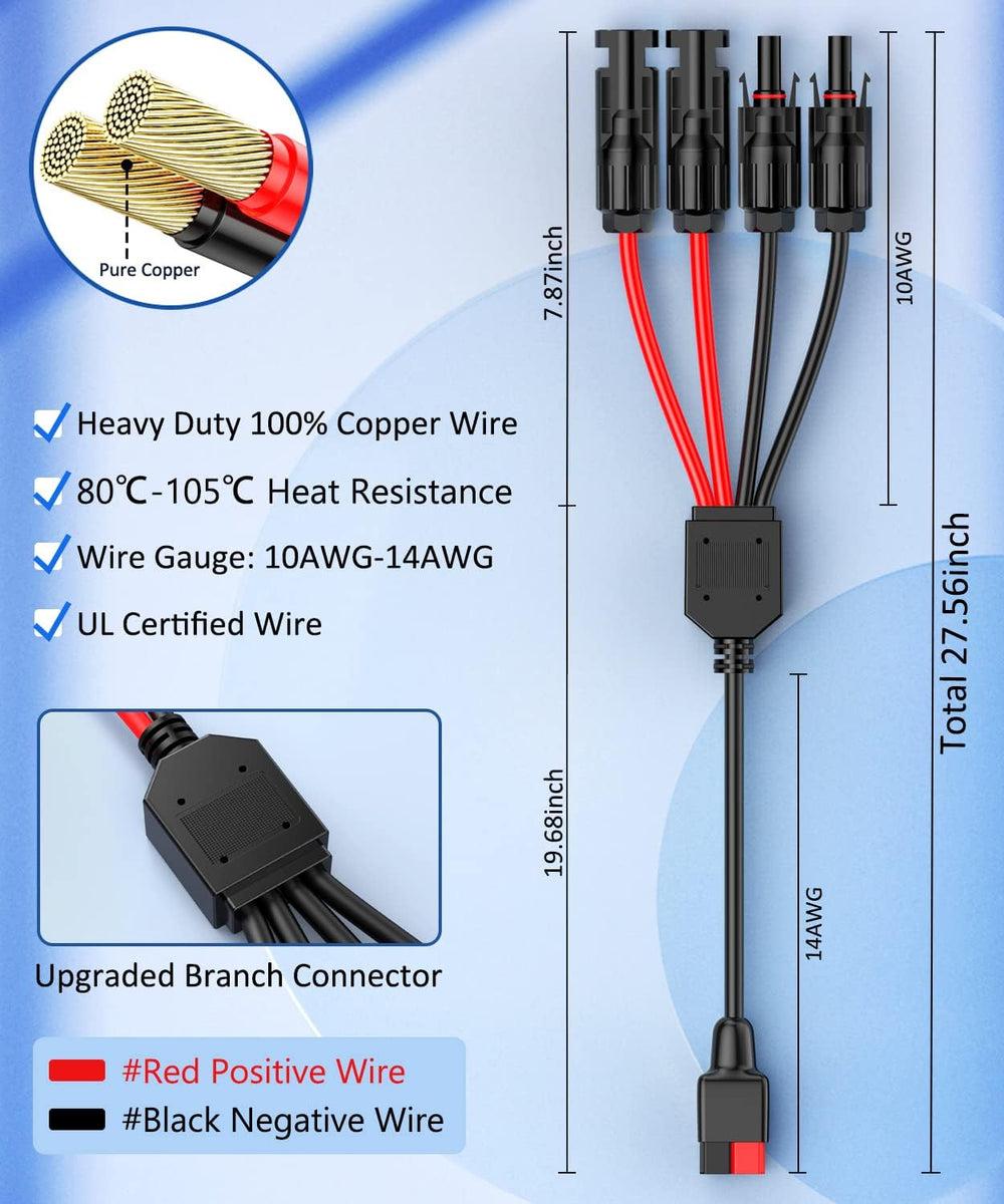 Adaptateur Pour Panneau Solaire Avec Fiche Compatible MC4 Vers Fiche Creuse 8 Mm Ref Zx3328 3