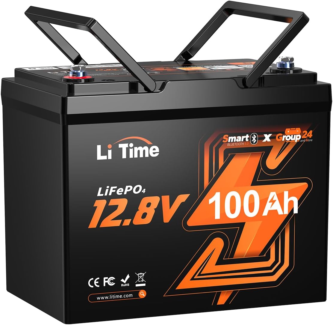 LiTime 12V 100Ah Group 24 Smart LiFePO4 Battery – Now