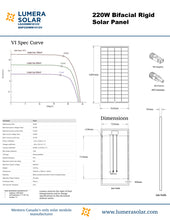 Charger l'image dans la galerie, Module solaire bifacial Lumera 220 W 12 V, cadre noir