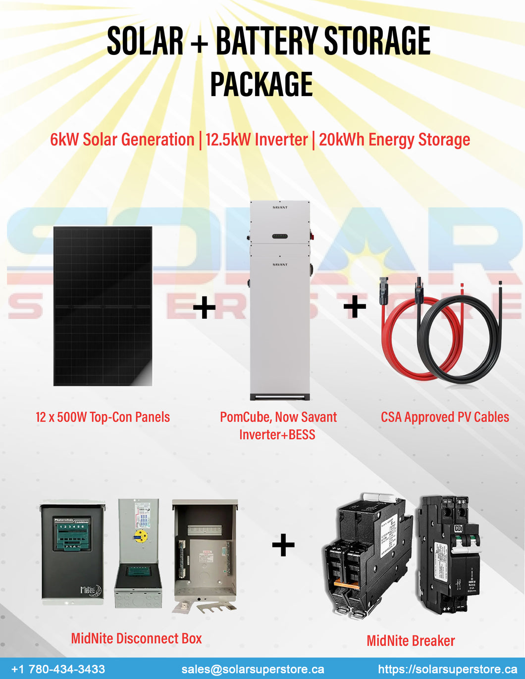 Hybrid Solar Package - 6kW Solar | 12.5kW Inverter | 20kWh Battery Energy Storage System (BESS)