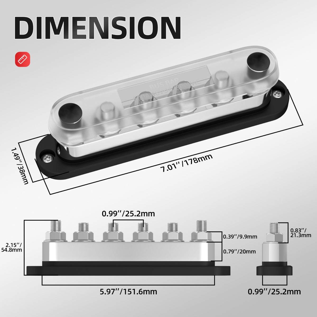 SunDale Canada 275A Power Busbar Kit – Black & Red, 4-Pole (M8) with Protective Covers