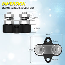 Load image into Gallery viewer, SunDale Canada 2-Way Power Distribution Block – M8 Stud Terminals with Protective Cover