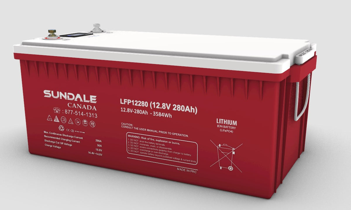 SunDale Canada HEATED 12V x 280Ah Lithium Iron Phosphate (LiFePO4) Battery