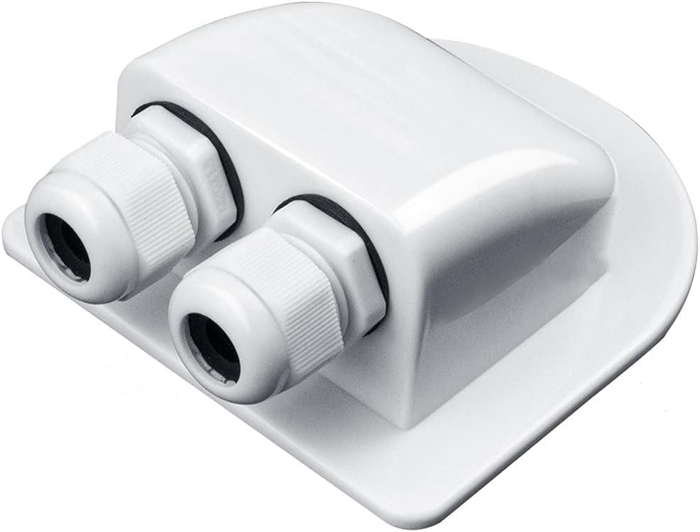 Double Cable Entry Gland with 2 Glands - Waterproof IP68 (White or Black)