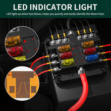 Load image into Gallery viewer, 6-Way Marine Fuse Box – Blade Fuse Holder with Protective Cover