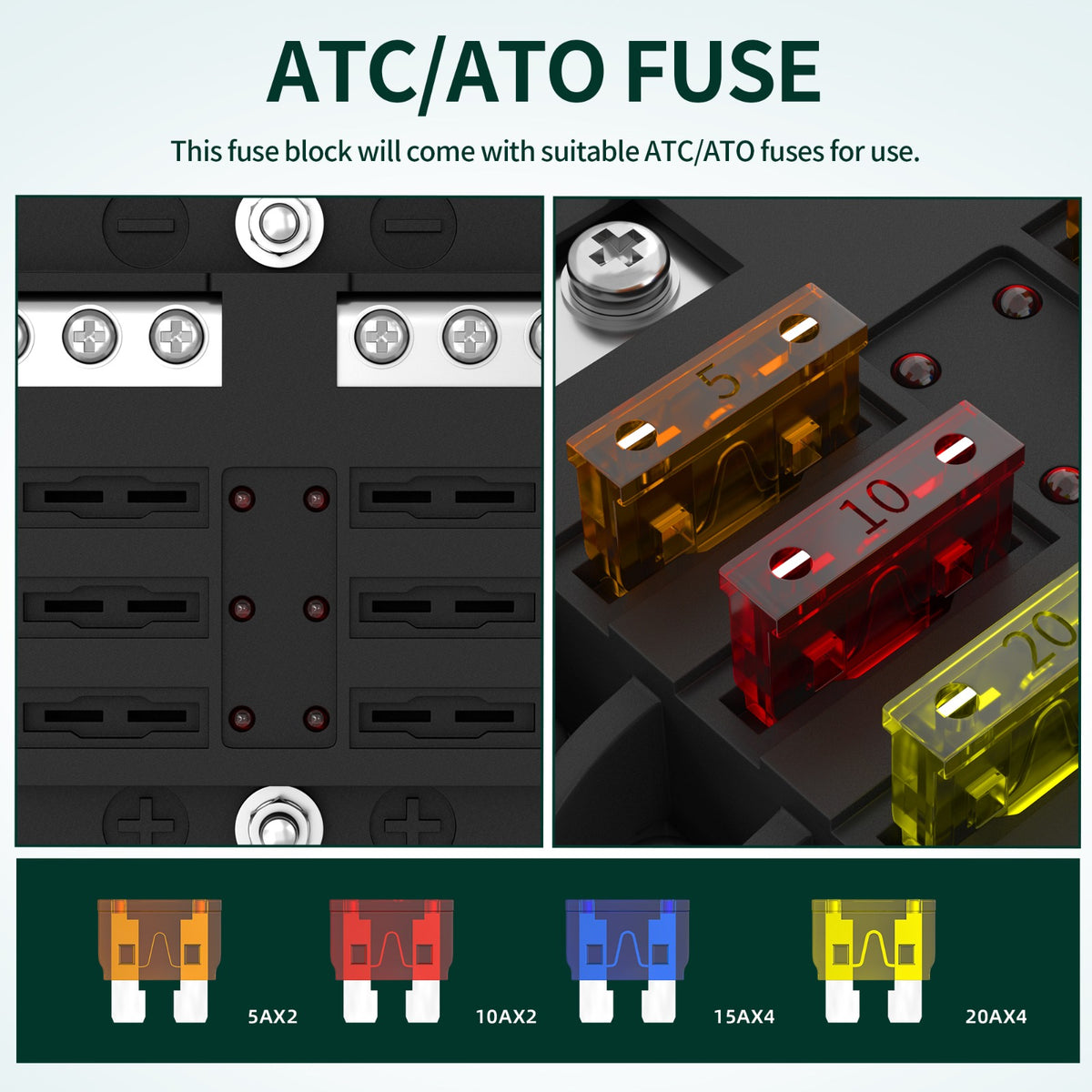6-Way Marine Fuse Box – Blade Fuse Holder with Protective Cover
