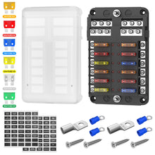 Load image into Gallery viewer, Solar Super Store 12-Way Marine Fuse Box – Blade Fuse Holder with Protective Cover