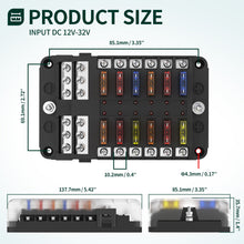 Load image into Gallery viewer, Solar Super Store 12-Way Marine Fuse Box – Blade Fuse Holder with Protective Cover