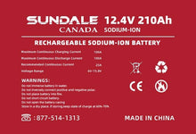 Load image into Gallery viewer, SunDale Canada 12V x 210Ah Sodium-Ion Battery