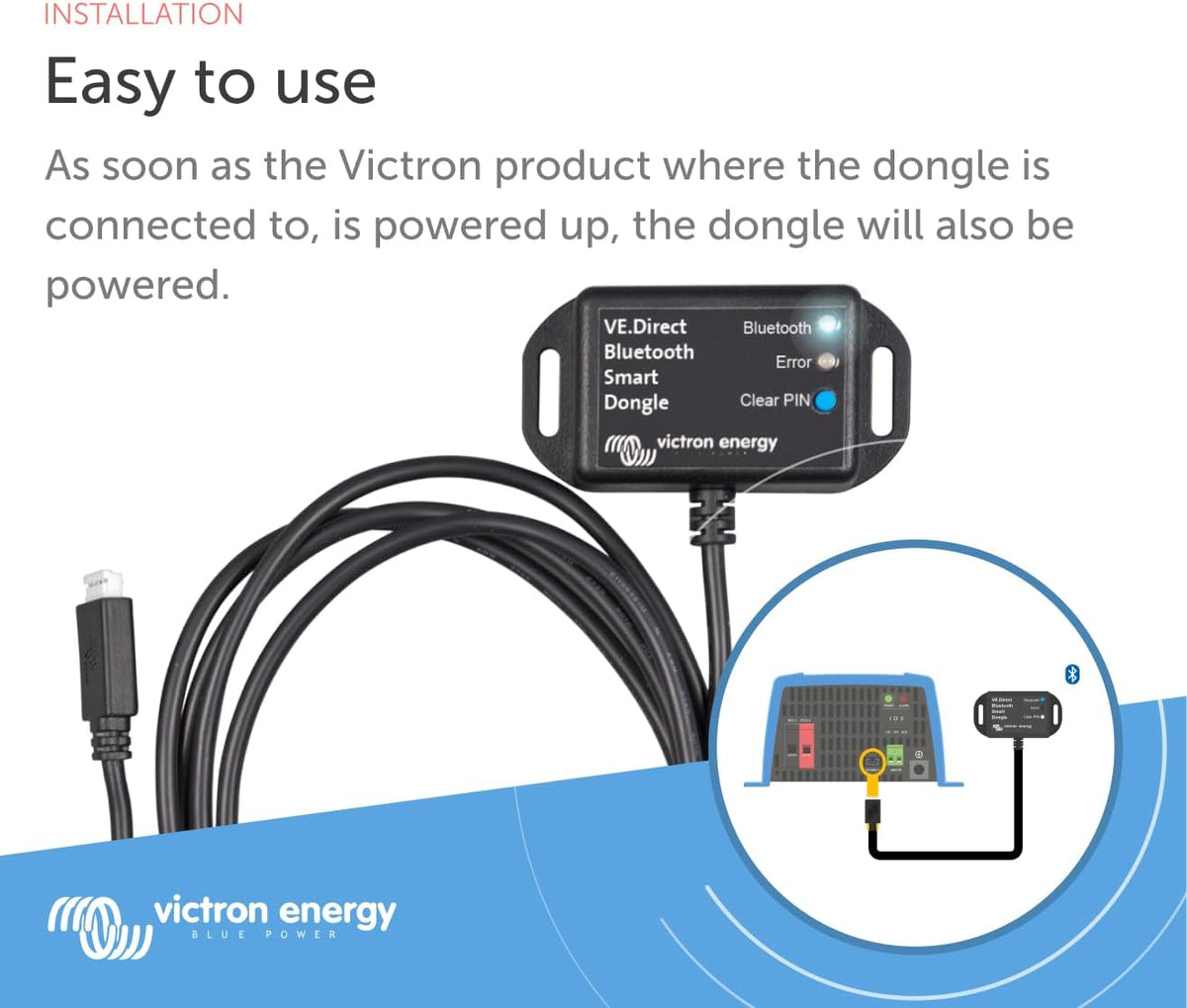 Clé électronique intelligente Victron Energy VE. Direct avec Bluetooth