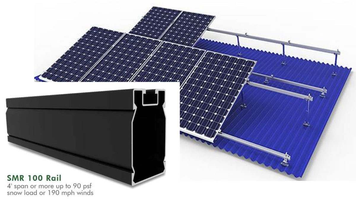 Rail SunModo SMR100, finition noire 168"