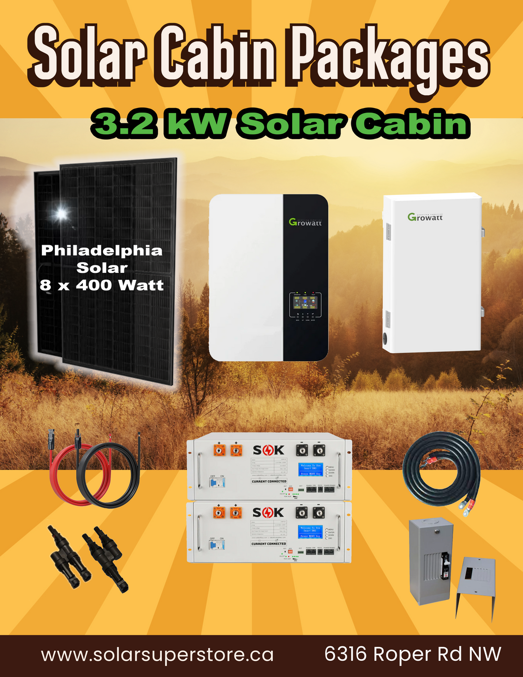 Off-Grid 5kW Inverter | 3.2kW Solar | 10.2kW LiFePO4 Battery Solar Package / Kit