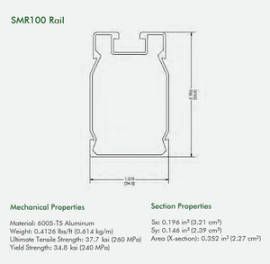 SunModo SMR100 Rail, Mill Finish 168"
