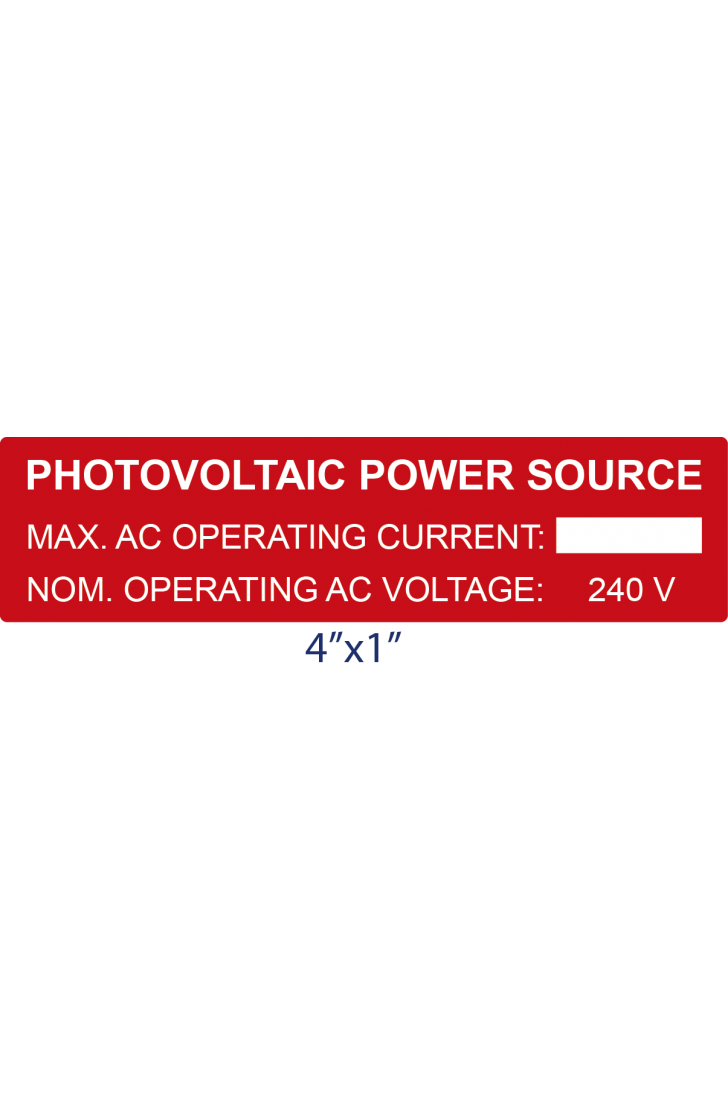 SSL-11-295 PV Power Source Safety Label Sticker