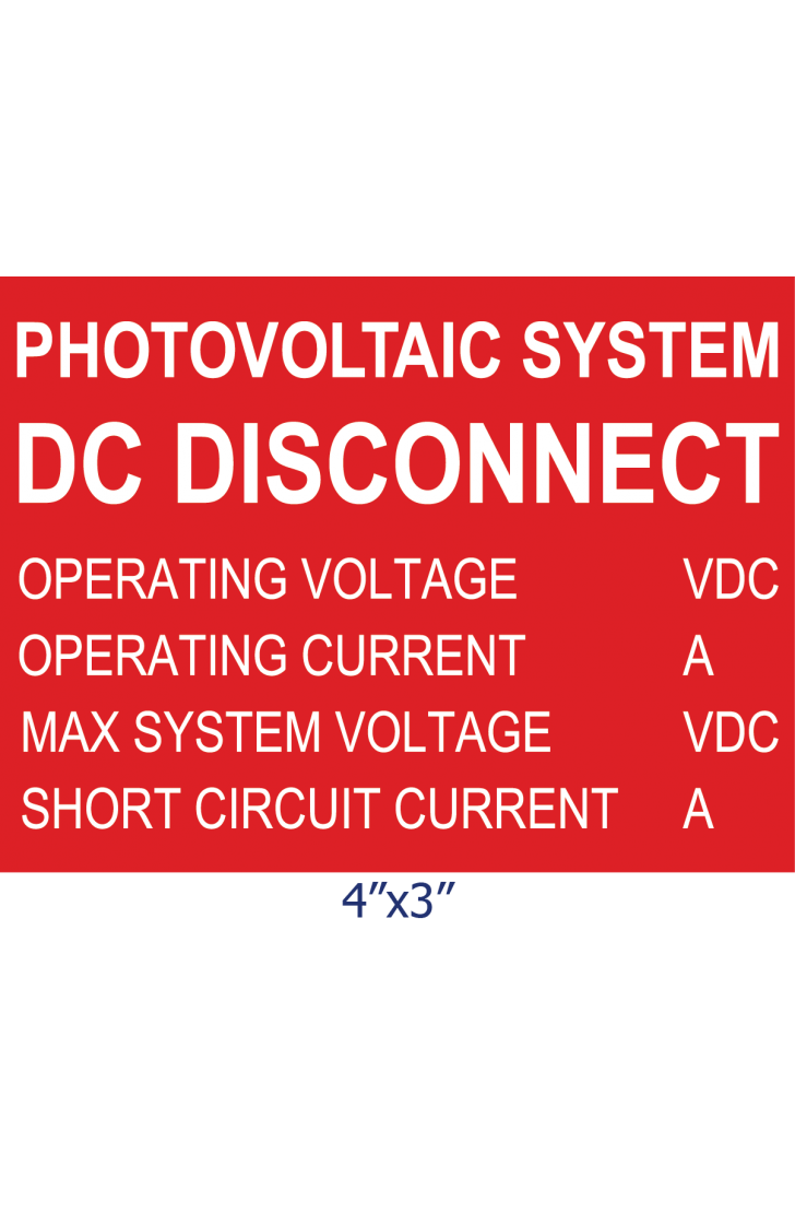 SSP-111  PV SYS DC DISCO Info. PLACARD