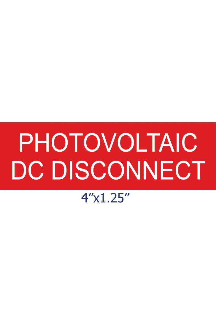 SSP-143 PHOTOVOLTAIC DC DISCONNECT Placard/Lamacoid