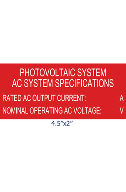 SSP-147 PV System Specification Safety Placard/Lamacoid