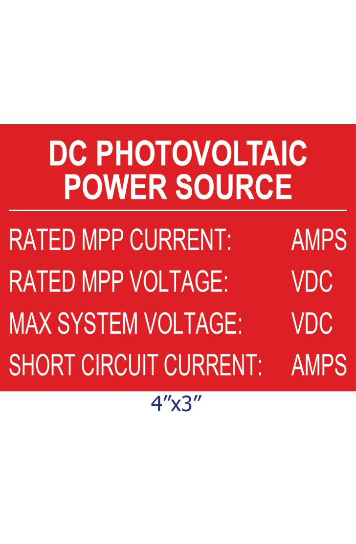 SSP-110 DC PV Power Source Safety Placard/Lamacoid