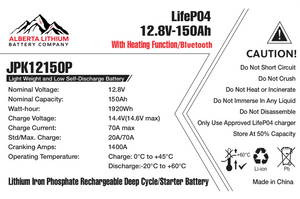 13.2V 150Ah LiFePO4 Heated Battery 350A BMS