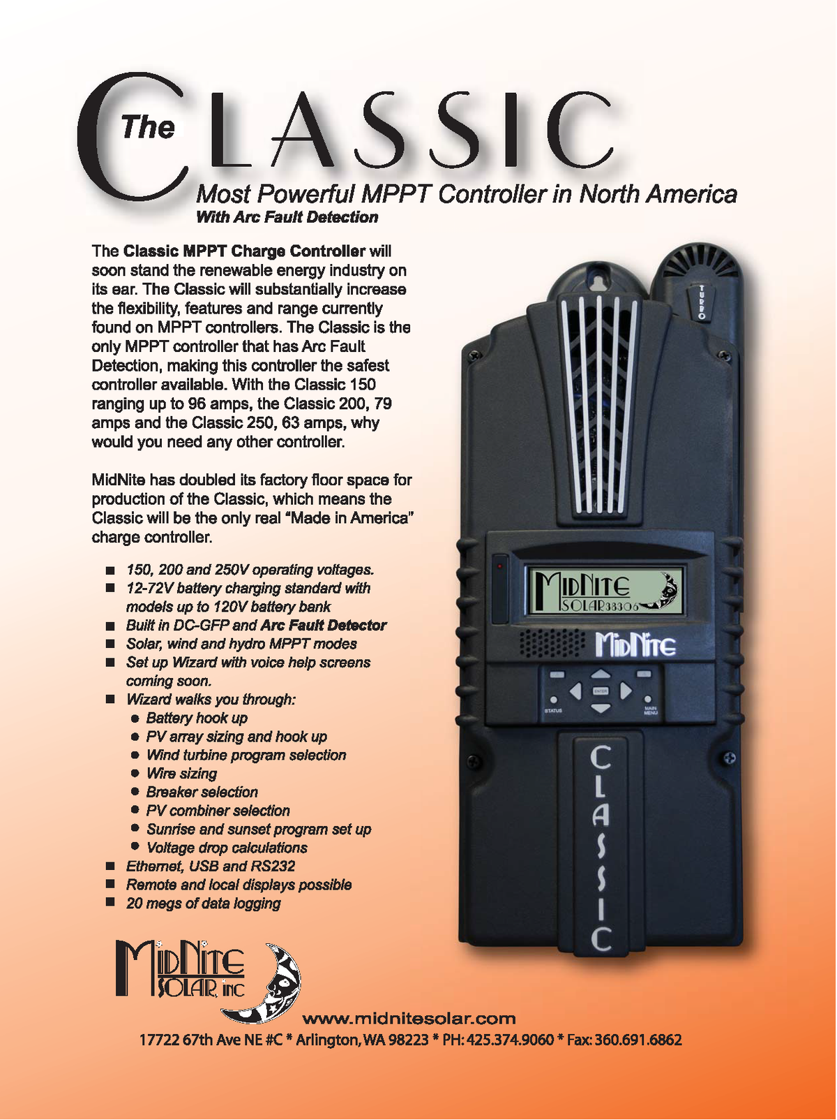 Contrôleur de charge solaire MidNite CLASSIC150